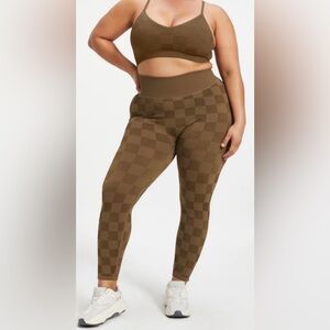 Good American Shine Jacquard Checkered Leggings, Fog, sz 1/2 (US S/M)